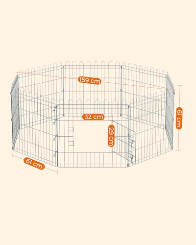 Feandrea Freilaufgehege Kaninchen, faltbar, transportabel, silbern PPK001W01