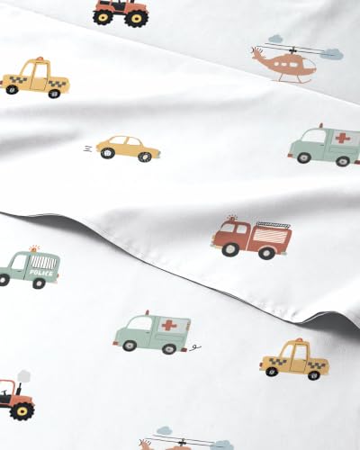 Image of Kids Queen Size Car Bed Sheets - 4 Piece Kids Car Sheet Set - Speedy Vehicle Bedding - Ultra-Soft, Cute & Cozy - Breathable & Machine Washable - Wonderful Fun Bed Set for Boys, Girls, Teens & Toddlers