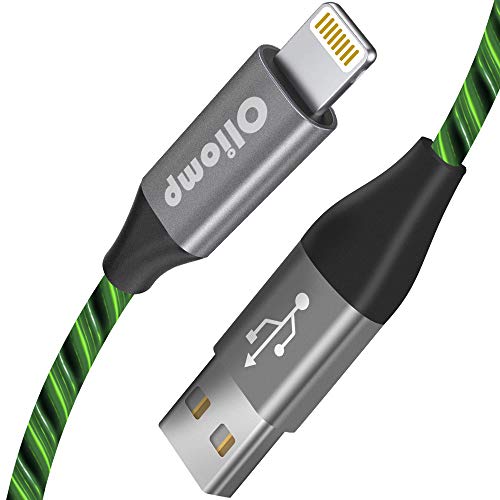 Preisvergleich Produktbild iPhone-Ladekabel Oliomp-Blitzkabel - [Apple MFi-zertifiziert] 6-Fuß-LED-sichtbares fließendes Blitzkabel 2.4A Schnelles iPhone-Ladekabel für iPhone XR XS X 11 Pro 10 8 7 6s 6 Plus iPad iPod (grün)