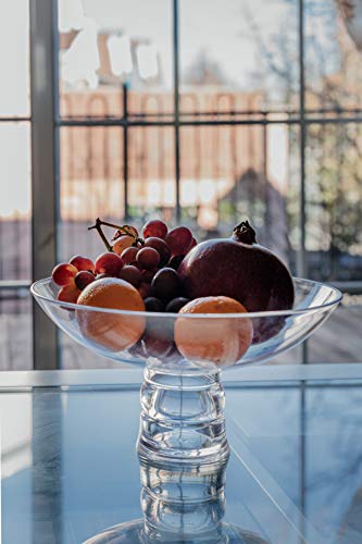 Huang Acrylic Clear 10" Round Pedestal Decorative Fruit Bowl Centerpiece