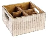 APS 11635 Vintage Holz Tisch Caddy mit 4 Rovable Comparments (7x7 cm), 15 x 17 x 10 cm Weiß, Set von 6