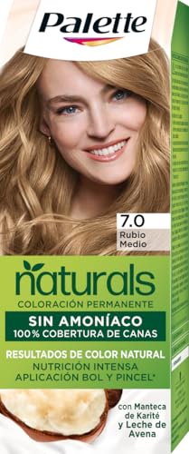 Schwarzkopf Palette Naturals - Tinte 7.0 Rubio Medio - Coloración Permanente Sin Amoníaco- Resultados de Color Natural (Pack de 5)