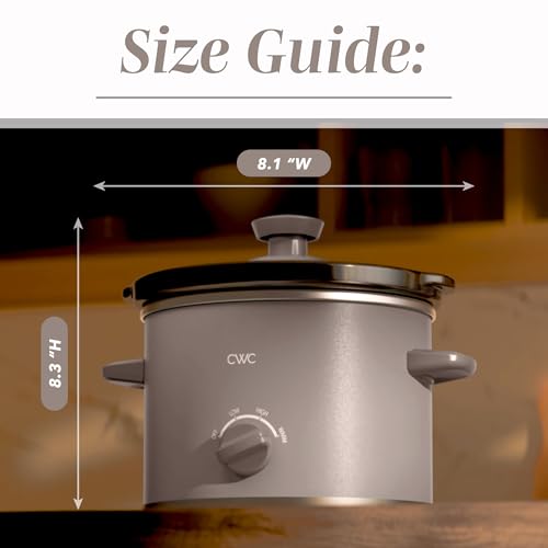 Image of COOK WITH COLOR 2QT Mini Electric Round Slow Cooker - Adjustable Settings, Removable Stoneware Pot, Tempered Glass Lid, Dishwasher Safe, Cool-Touch Side Handles, Greige