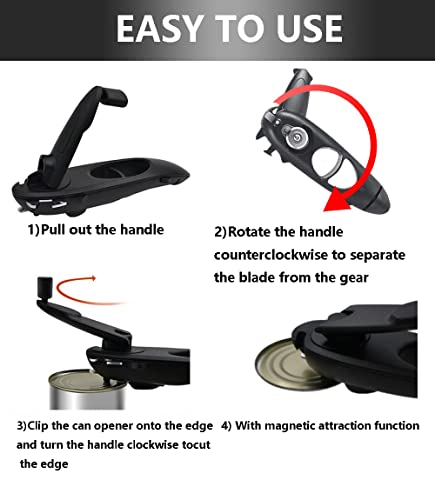 Xczbx Can Opener Manual,8 In 1 Multi Function Can Opener,Hand Can Opener Manual,Long Handle Can Opener,Can Opener Manual Smooth Edge,Can Openers For Seniors, #TOP6