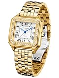 ROLENDO Automatikuhr für Damen, luxuriöse quadratische Uhr, römische Ziffern, 33 mm Damenuhr,...