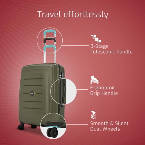 Image of VIP Corsa 2 Pc Set Cabin 55 Cm (Small) Check-in 66 Cm (Medium) 8 Wheels Spinner Trolley Bags for Travel, Hard Case Lightweight Bag with Combination Lock, Tough Suitcase for Travel (Green)