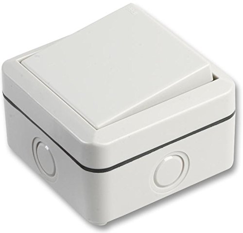 PRO ELEC Weatherproof 1 Gang 2 Way Outdoor Switch, 10AX - IP66 Rated, Impact Resistant, White