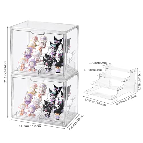 Image of 4Tier Display Case for Collectibles,Clear Display Box with 2 Stands ,Storage Container with Magnetic Door