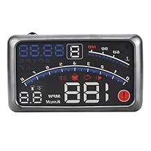 Car HUD Digital Speedometer Windshield MPH KM h Speed Limit Warning Plug and Play for Cars with OBD2, Battery Voltage, Water Temperature