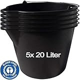 5 Stk. 20 Liter Baueimer Mörteleimer Putzeimer Maurereimer Eimer mit Ausguss