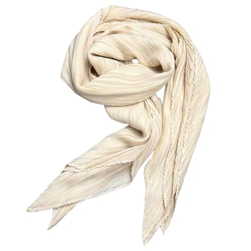 byepica Women'S Head Wrap, Beige Polyester Pleated Headscarf, 51.2 In / 130 Cm, Versatile Shawl Scarf, Elegant, Lightweight, Easy To Wear Hijab