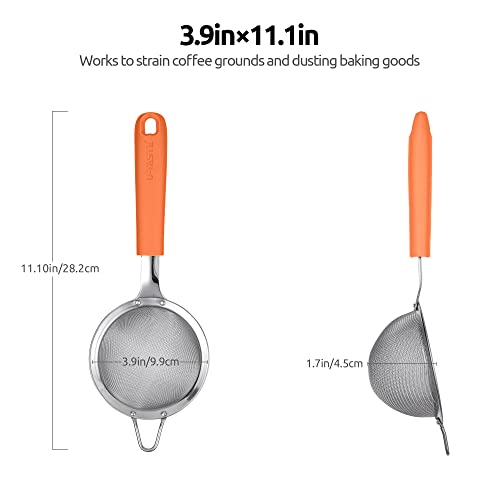 18/8 Stainless Steel Mesh Sieve: U-Taste Kitchen Metal Fine Mesh Sieve Strainer with Riveted Sturdy Silicone Handle and 30 Mesh Hole for Straining Flour Tea - Image 2