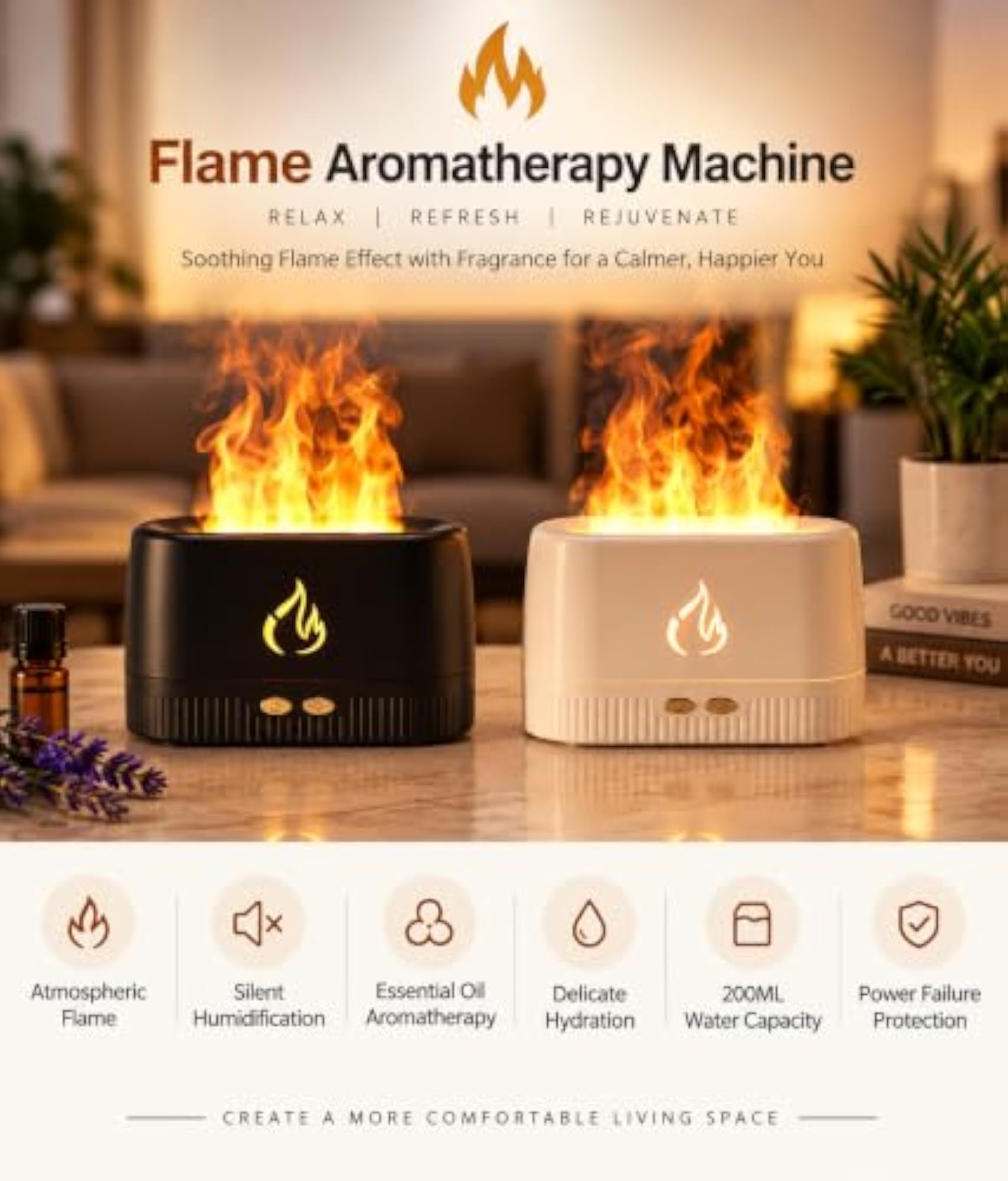H3 Flame Humidifier & Aroma Diffuser, Gift