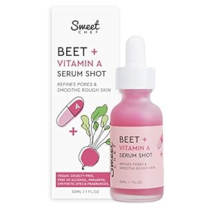 Sweet-Chef-Beet-Vitamin-A-Serum-Shot-Helps-Minimize-Signs-of-Aging-Antioxidant-Facial-Serum-with-Seaberry-Extract-Hydrates-Smooths-the-Look-of-Rough-Skin-for-a-Radiant-Glow-30ml-1-fl-oz Sweet Chef Beet + Vitamin A Serum Shot Face Serum - Vitamin A (Retinol) Serum for Face with Seaberry Extract - Hydrates + Smooths the Look of Rough Skin and Pores for a Radiant Glow (30ml / 1 fl oz)