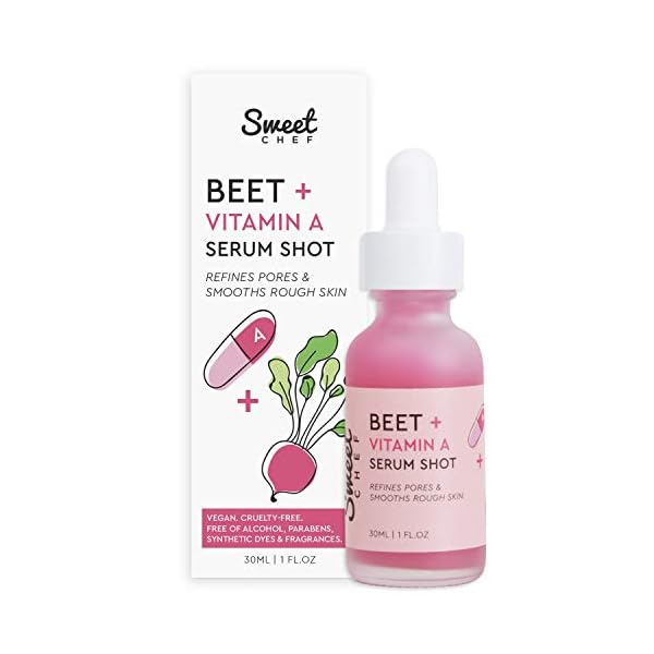 Sweet Chef Beet + Vitamin A Serum Shot Face Serum - Vitamin A (Retinol) Serum for Face with Seaberry Extract - Hydrates + Smooths the Look of Rough Skin and Pores for a Radiant Glow (30ml / 1 fl oz)