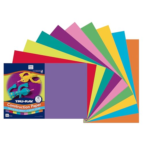Tru-Ray Construction Paper 50% Recycled Assorted Colors 12 x 18 Pack of 50 Sheets