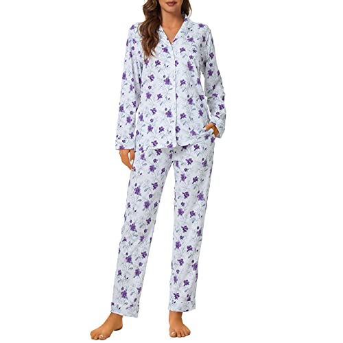 Image of Tugege Pajamas Set Long Sleeve Sleepwear Womens Button Down Nightwear Pj Sets