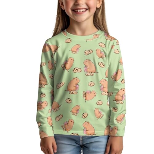 Girls Long Sleeve T Shirt with Cute Cartoon Graphic Soft Lightweight Crewneck Tee Loose Fit Casual Top3