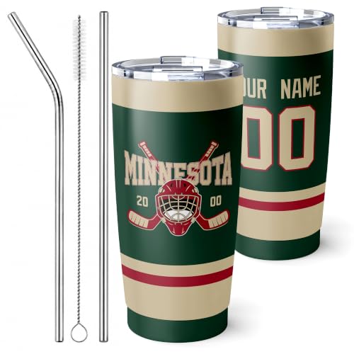 Image of ANTKING Minnesota Tumbler 20oz Custom Name Number Travel Mug Gifts | Stainless Steel Insulated Coffee Cup for Men Women