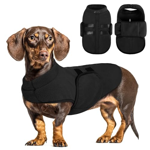 Image of Queenmore Small Dog Sweater,Fleece Dachshund Sweater Jacket with Leash Hole