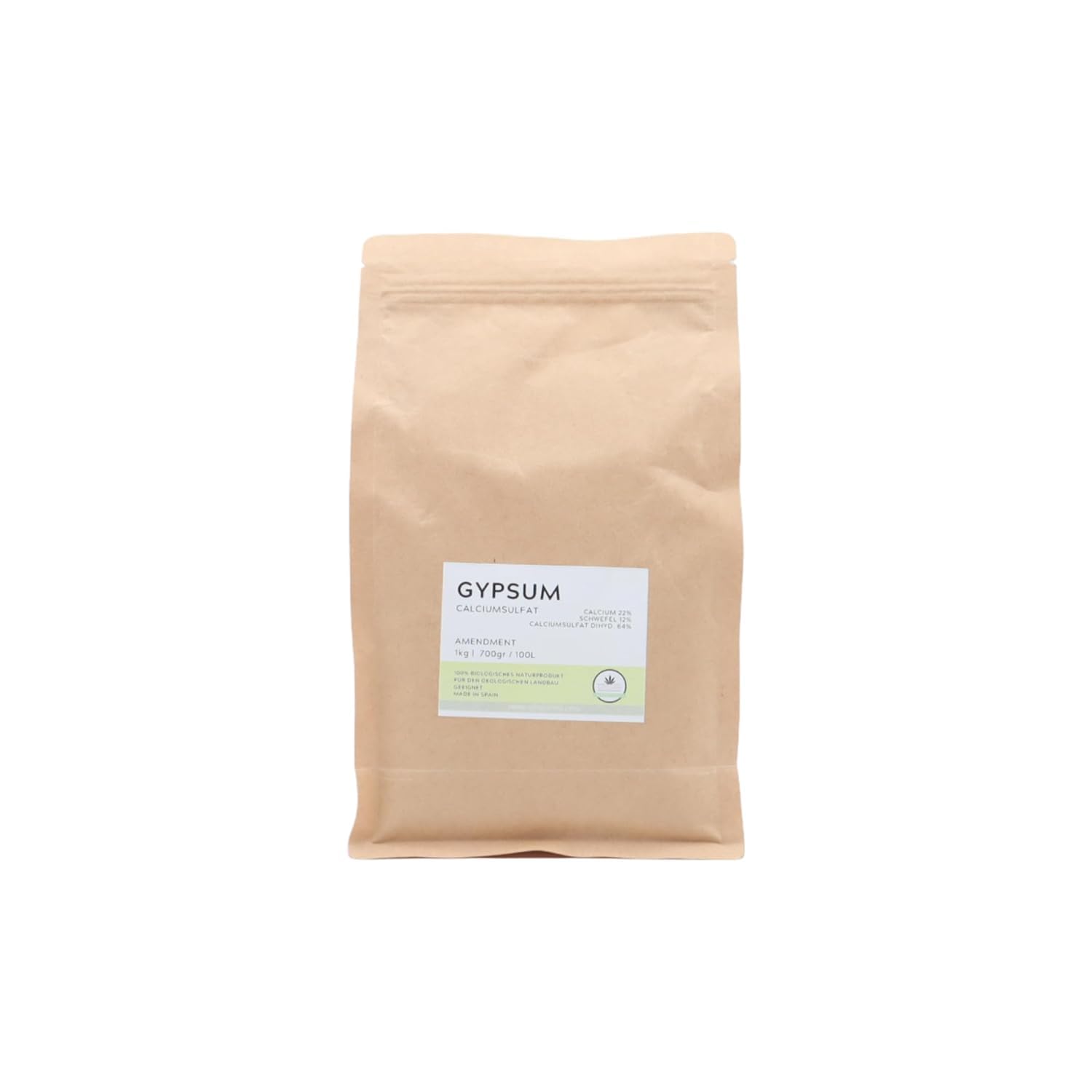 Sulfate de calcium et de gypse 1 kg - Amendement pour Living Soil - Fournit du calcium et du soufre - Améliore la structure du sol