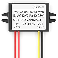 Greluma 1 Pieza Convertidor Buck de AC 12V 24V a DC 5V 5A 25W,
