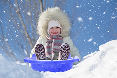 Image of Superio Toboggan Snow Sled for Kids and Adults, 46 inch Heavy Duty Plastic Open Back Slider with Handles and Hole for Pull Ropes- (Ropes Excluded) Kid and Adult Winter Fun