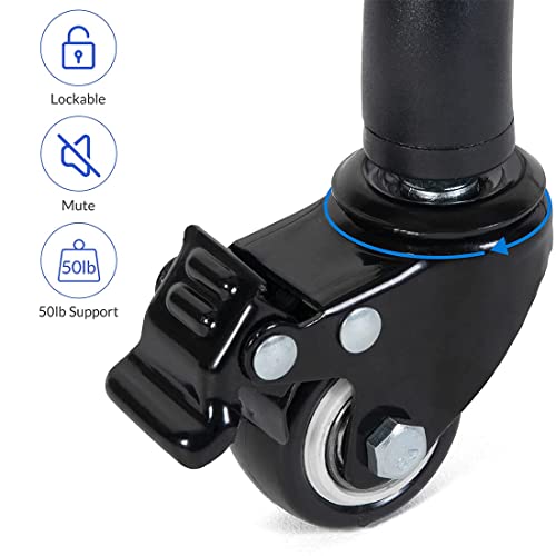 BOLLUMA Projector Tripod Stand, Laptop Floor Stand with 3 Swivel Castors and Trays, Adjustable Height 81-130cm with Phone Holder, for Laptop, Projector, DJ Divices, Home, Stage, Studio and Movies - Image 6