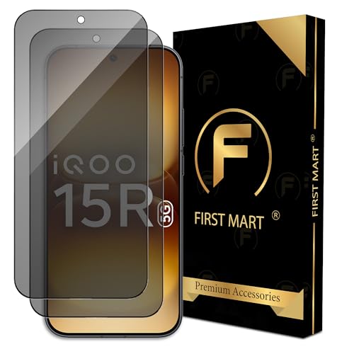 Image of FIRST MART Privacy Tempered Glass for iQOO 15R, 2 Pack | Anti-Spy 9H Screen Protector, Edge-to-Edge, Case-Friendly, Scratch Resistant, Bubble-Free