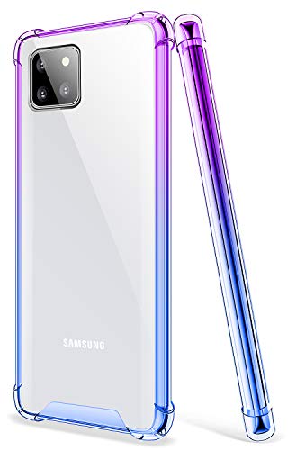 SALAWAT Galaxy Note 10 Lite Case, Clear Cute Gradient Slim Phone Case Cover Reinforced TPU Bumper Hard PC Back Shockproof Protective Case for Samsung Galaxy Note 10 Lite 6.7 Inch 2020 (Purple Blue)