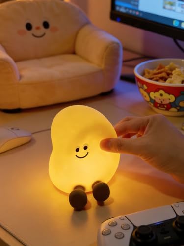 Image of QANYI Squishy Potato Night Light with Timer, 7 Color Changing & Dimmer, Rechargeable Silicone Lamp - Soft Glow for Bedroom, Desk, Cute Funny Gift for Adults Teens
