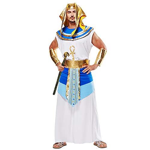 EraSpooky Disfraz de faraón de Egipto para hombre, disfraz de emperador egipcio antiguo