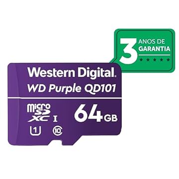 Cartão de Memória Com 3 anos de Garantia Micro SD 64GB WD Purple Intelbras