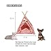 Cat Tent Dog House Teepee with Cushion Washable Indoor Outdoor Cozy Puppy Kitten Cute Bohemian Plaid Cartoon Pet House (One Size,Pink Deer)