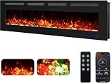 Camino Elettrico da Parete Weka Fireplace Wi-Fi, Ultrasottile, Profondo 7,5 cm, Vetro Temperato, Telecomando e Touch Screen, Riscaldatore da 750/1500 W, Effetto Fiamma Regolabile (152 cm WiFi New)