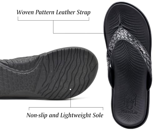 Image of KuaiLu Womens Flip Flops Arch Support Yoga Mat Cushioned Thong Sandals | Ladies Comfortable Walking Slides For Plantar Fasciitis Slip On Indoor Outdoor For Summer
