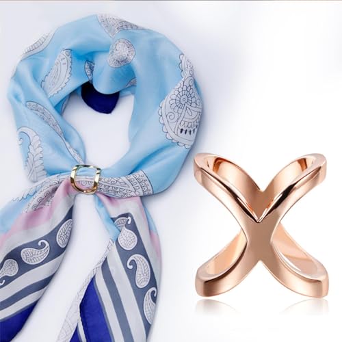 Image of 2 Pcs Scarf Ring Clips for Women Metal Shirt Tightener Cinch Buckle for Silk Scarf Shawl Blouse Sweater T Shirt Clothing Accessories