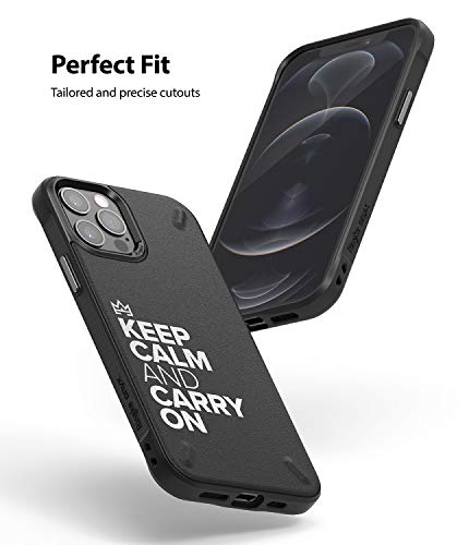 Image of Ringke Onyx Design for iPhone 12 /12 Pro Case Back Cover, Rugged Protection Durable Anti-Slip TPU Impact Shock Absorbent for Back Cover Case - Keep Calm and Carry On (Black)
