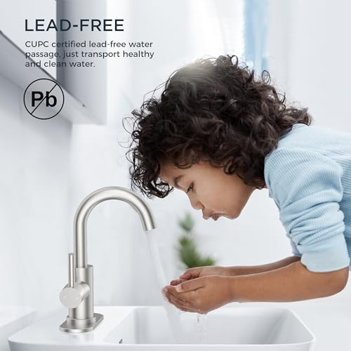 FORIOUS Single Handle Bathroom Sink Faucet 1 or 3 Hole Brushed Nickle, 360° Swivel Gooseneck Spout, Lead-Free, with cUPC Hose and Pop Up Drain, Suitable for Bathroom Bar RV Vanity Restroom Commercial by FORIOUS - Image 3