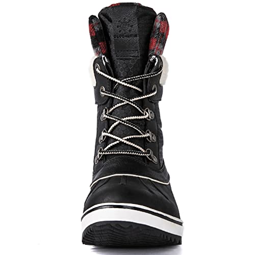 GLOBALWIN Snow Boots For Women Black Red Grey Women's Winter Boots 7M - Thumbnail 4