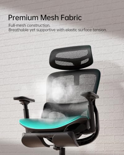 Image of Hbada P2 Ergonomic Office Chair, Office Chair with 3D Lumbar Support, Ergonomic Chair with 3D 360 Rotation Arms & 3D Headrest, 135 Stepless Tilt Function, Black