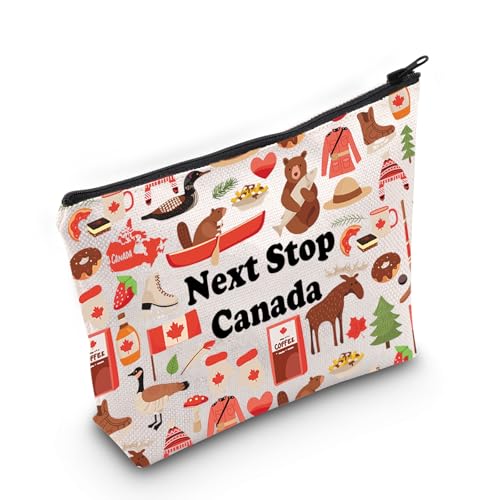 JXGZSO Canada Trip Gift Next Stop Canada Cosmetic Zipper Bag Canada Travel Pouch Bag Canada Vacation Makeup Bag Canadian Gift