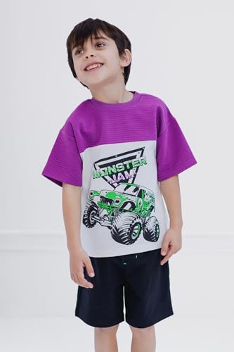 Image of Monster Jam Grave Digger Boys' Athletic 2-Piece T-Shirt and Shorts Set Toddler to Little Kid