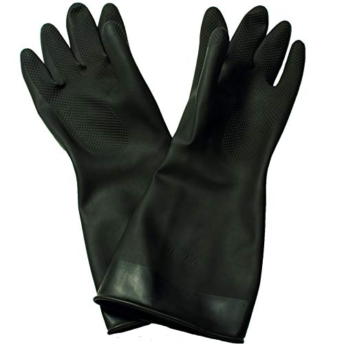 Ramon Hygiene Tough Industrial Rubber Gloves, CE Type III, Durable, Chemical & Mechanical Resistance, Black, Bulk Pack Of 10, Medium