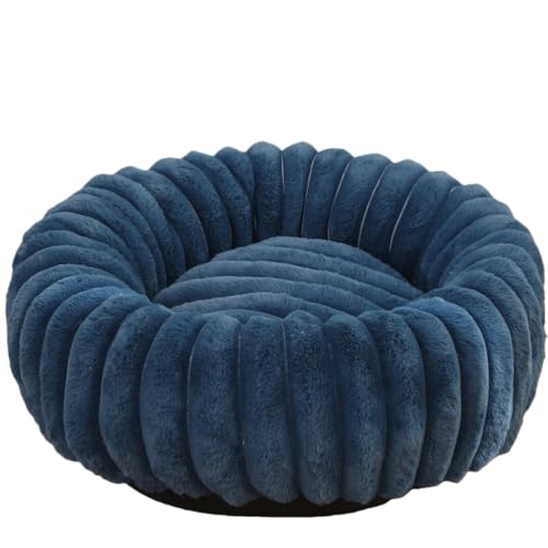 YAKINO犬 ベッド 通年 丸型 直径40cm〜90cm ふわふわ ペットベッド 洗え 滑り止め 犬猫兼用 犬 クッション 犬用ベッド 洗濯可能 オールシーズン ぐっすり眠る (ネイビー,80cm)