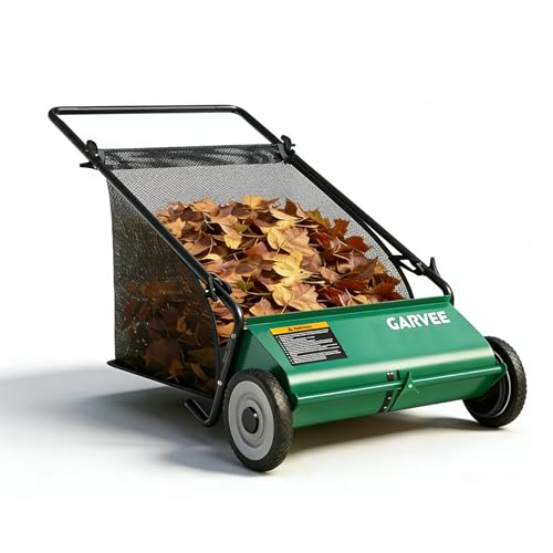 Image of Push Lawn Sweeper,21-Inch Width Enhanced 4-Brush System, 3.5 ft Capacity Heavy Duty Steel Frame, Ideal for Yard and Garden Clean up, Green