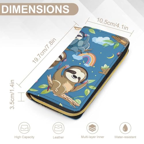 Sloth Pattern Wristlet Wallets for Men Women Leather Purse Clutch Cute Card Holder2