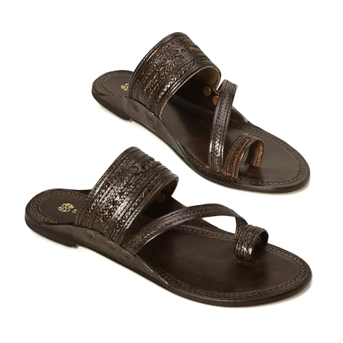 Image of Kolhapuri Chappal for Men Original, Pure Leather Handcrafted Traditional Kolhapuri Chappal for Man Formal Footwear for Weddings & Parties, Ethnic Wear & Daily Comfort