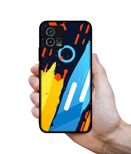 Image of Abstract Stripes Geometric Figures Design Premium 2D Printed Metal Back Case Cover for Motorola Moto G72 4G