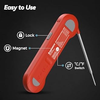 0.5 Sec Instant Read Meat Thermometer Digital with ±0.5℉ Precision, Food Thermometer for Cooking Kitchen Gadgets, Oven Grill Candy BBQ Essentials Accessories, Gifts for Him Dad Men Birthday, Red